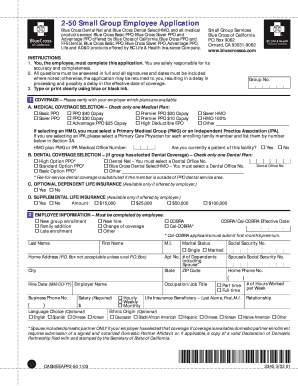 Blue Cross Small Group Employee Application