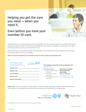 Anthem Temporary ID Card