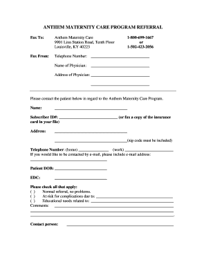 Anthem Maternity Care Program Referral