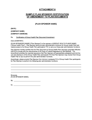 Plan Sponsor Certification of Amendment