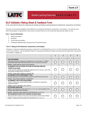 SLO Validation Rating Sheet & Feedback Form