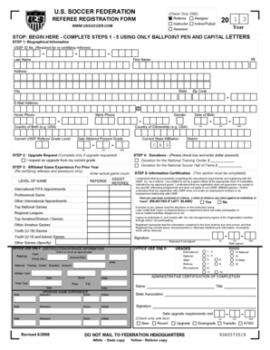 US Soccer Referee Registration Form