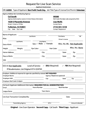 Request for Live Scan Service