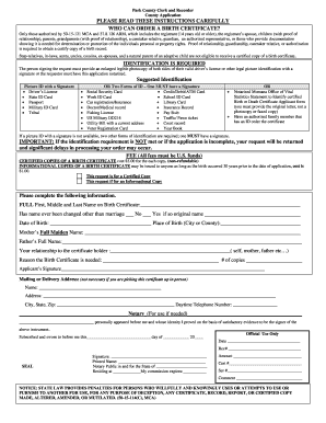 Montana Birth Certificate Application