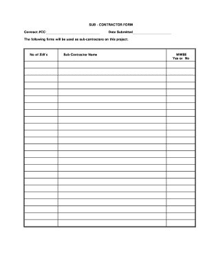 Sub-Contractor Form