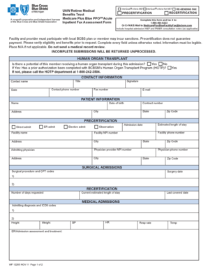 Inpatient Fax Assessment Form