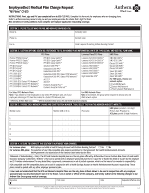 Employee Medical Plan Change Request