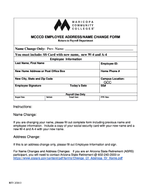 MCCCD Employee Address/Name Change Form