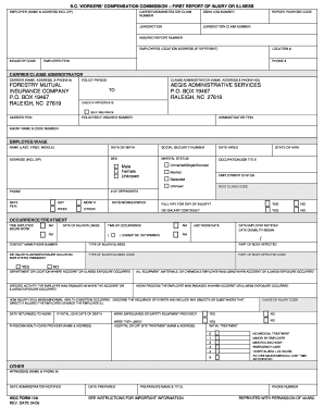 SC Workers' Compensation First Report of Injury or Illness
