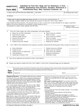 IRS Form 4852 Substitute for W-2 and 1099-R
