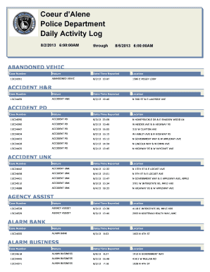 Daily Activity Police Station - Fill Online, Printable ...