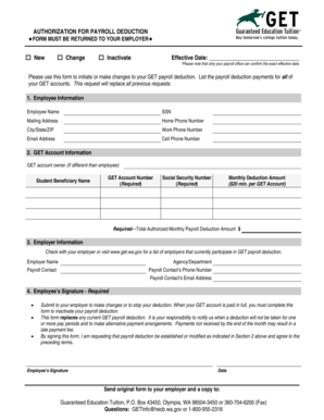 Authorization for Payroll Deduction Form