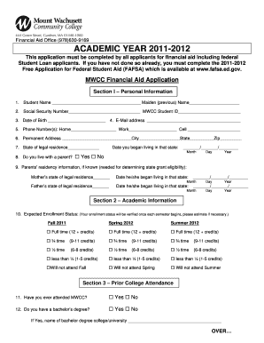 MWCC Financial Aid Application
