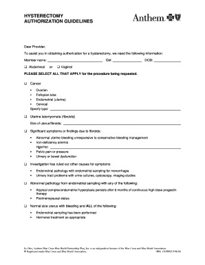 Hysterectomy Authorization Guidelines