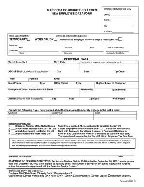 Maricopa Community Colleges Temporary Workstudy Cover Sheet