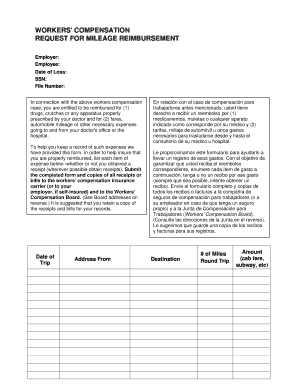 Workers' Compensation Mileage Reimbursement Form