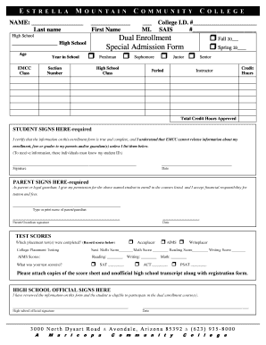 Estrella Mountain Community College Dual Enrollment Form