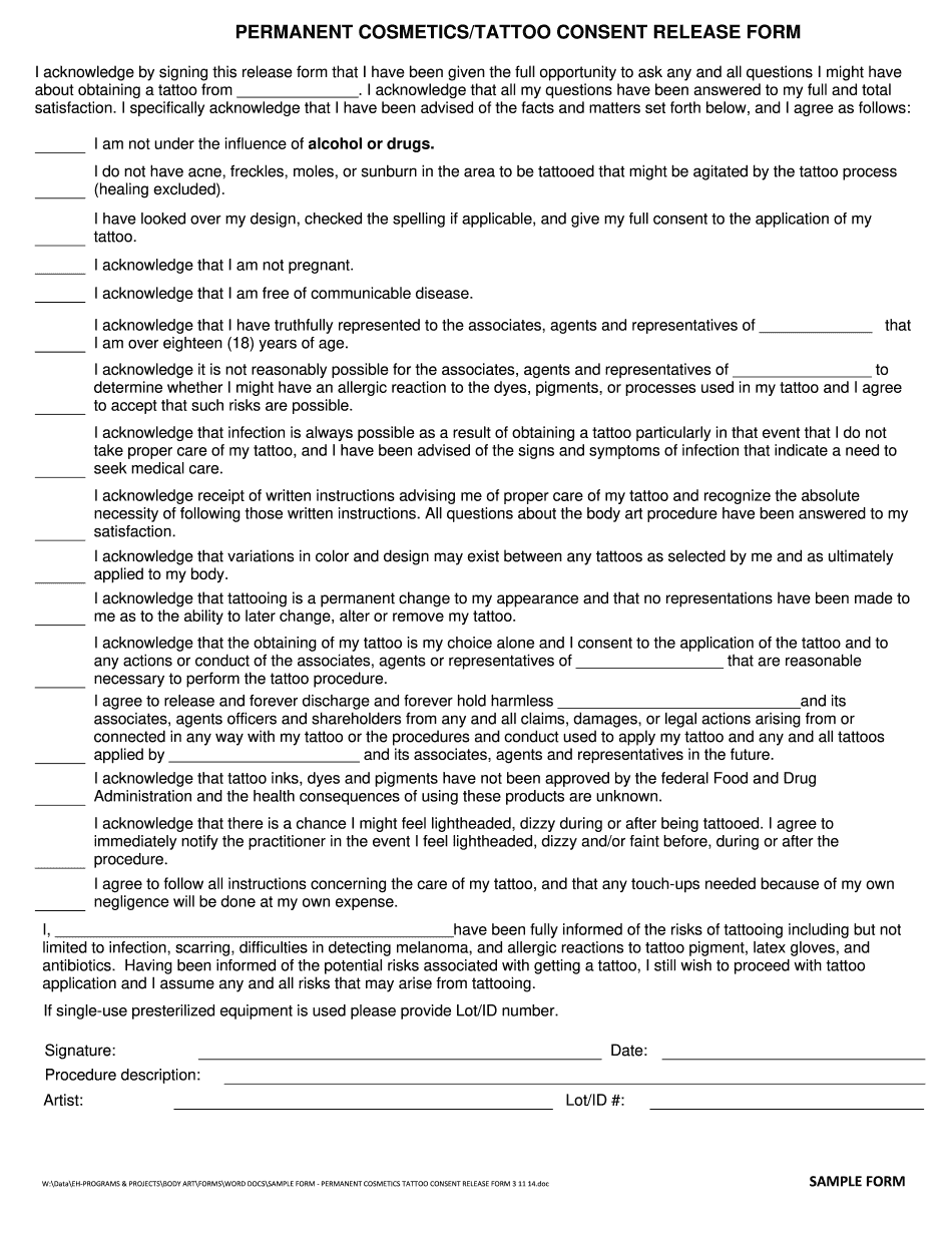 Rotate Tattoo Consent Form