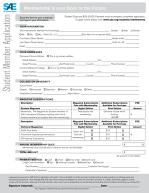 SAE Student Membership Application