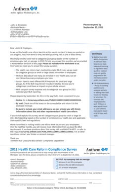 2011 Health Care Reform Compliance Survey