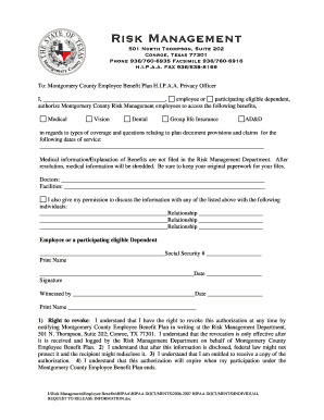 Montgomery County HIPAA Authorization Form