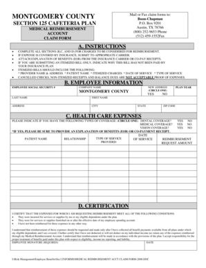 Montgomery County Medical Reimbursement Claim Form