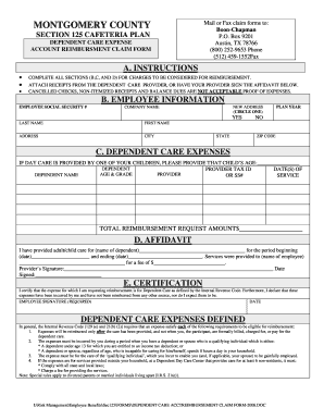 Dependent Care Account Reimbursement Claim Form