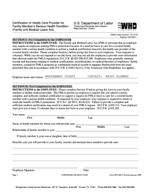 Certification of Health Care Provider for FMLA