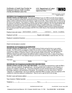 Certification of Health Care Provider for FMLA