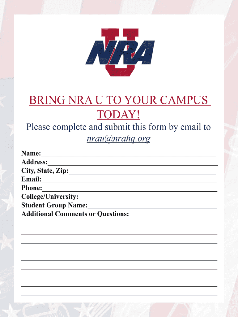 Fillable Online nraila BRING NRA U TO YOUR CAMPUS TODAY! NRAILA Fax