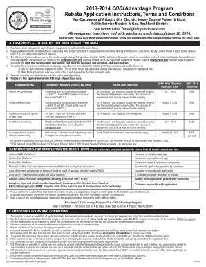 2013-2014 COOLAdvantage Program Rebate Application
