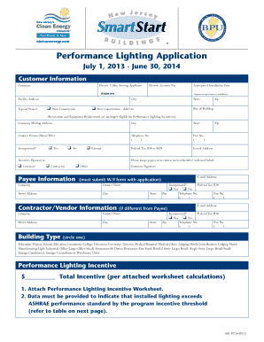 New Jersey Performance Lighting Incentive Application