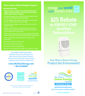 New Jersey ENERGY STAR Dehumidifier Rebate Form