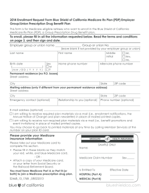Blue Shield of California Medicare Rx Plan Enrollment Form