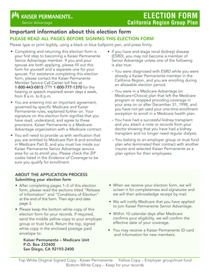 Kaiser Permanente Senior Advantage Election Form