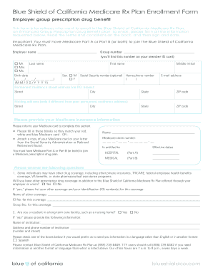 Blue Shield of California Medicare Rx Plan Enrollment Form