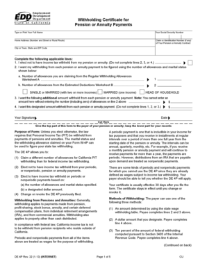 California Withholding Certificate for Pension or Annuity Payments
