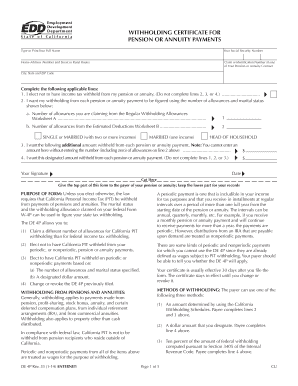 California Pension or Annuity Withholding Certificate