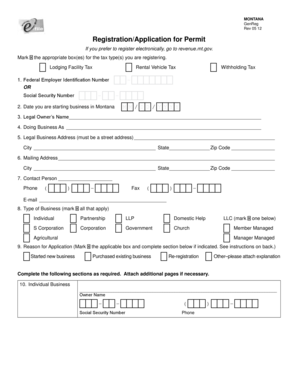 Montana Business Tax Registration Form