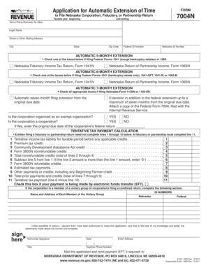 Nebraska Corporation Tax Extension Form 7004N