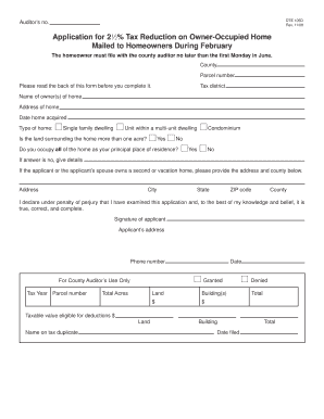 Ohio 22% Tax Reduction Application