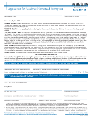 Texas Residence Homestead Exemption Application