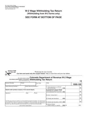 Colorado W-2 Wage Withholding Tax Return