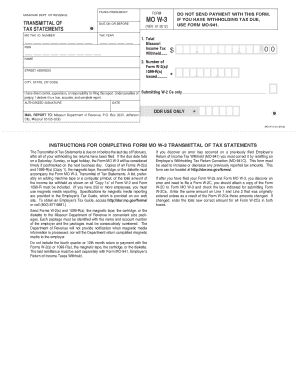 Missouri W-3 Transmittal of Tax Statements