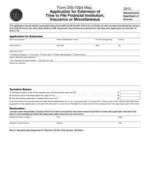 Massachusetts Tax Extension Application