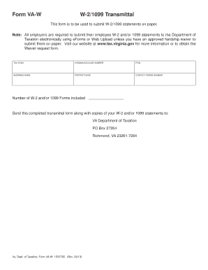 Virginia W-2/1099 Transmittal Form