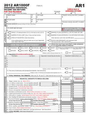 Arkansas Individual Income Tax Return AR1