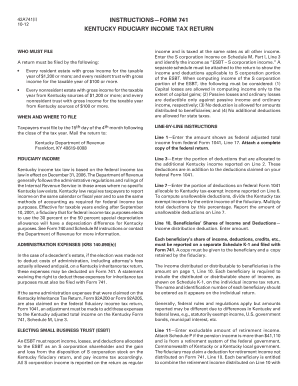Kentucky Fiduciary Income Tax Return Form 741
