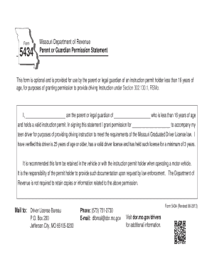 Missouri Parent or Guardian Permission Statement