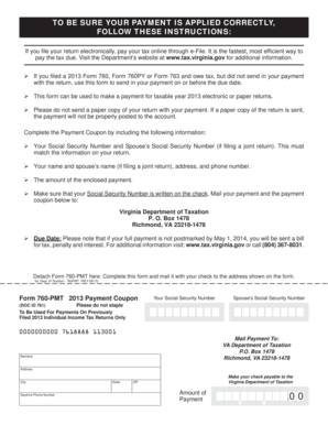 Virginia 2013 Form 760-PMT Payment Coupon